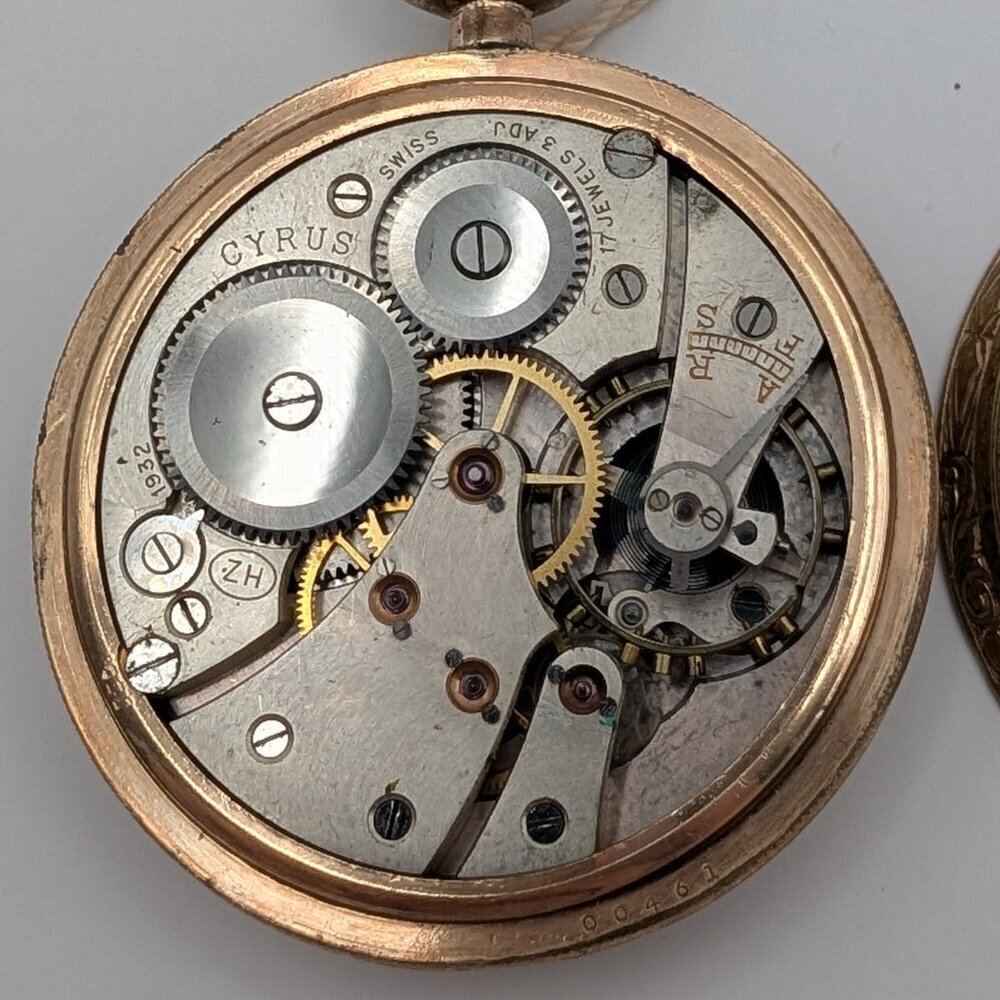 Vintage Cyrus J.B. Bissonnette Gold Plated Pocket Watch 17 Jewels - Picture 3 of 5